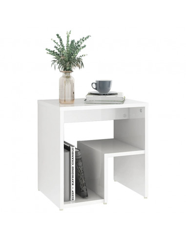 Comodino Bianco Lucido 40x30x40 cm in Legno Multistrato