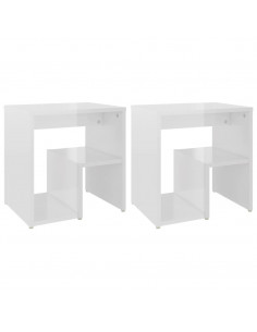 Comodini 2 pz Bianco Lucido 40x30x40 cm in Legno Multistrato 2