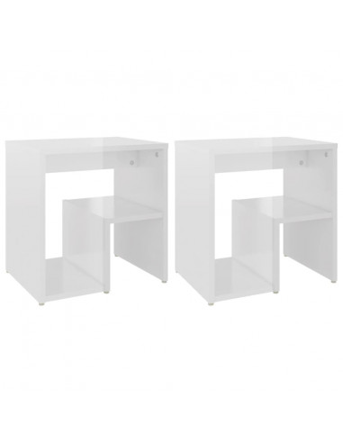 Comodini 2 pz Bianco Lucido 40x30x40 cm in Legno Multistrato