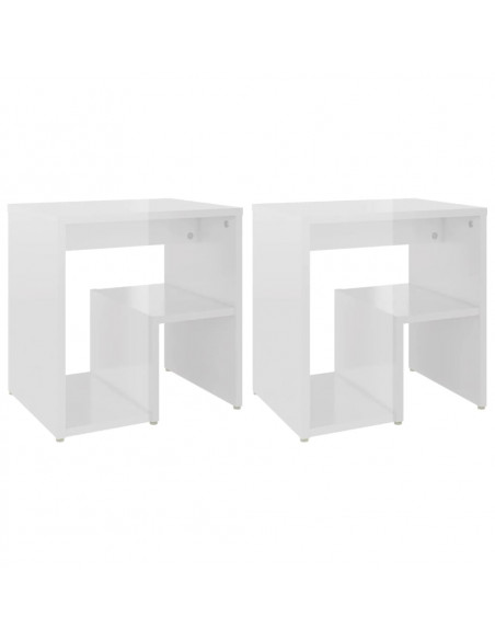 Comodini 2 pz Bianco Lucido 40x30x40 cm in Legno Multistrato