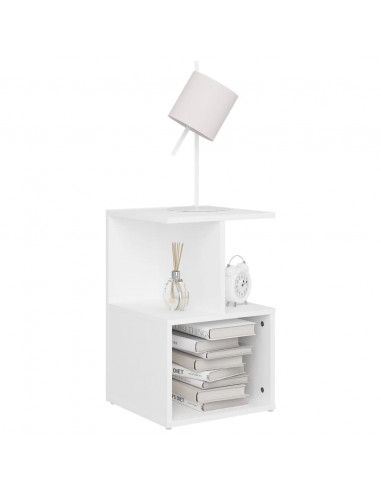 Comodino Bianco 35x35x55 cm in Legno Multistrato