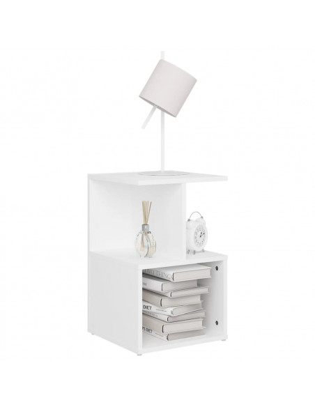Comodino Bianco 35x35x55 cm in Legno Multistrato