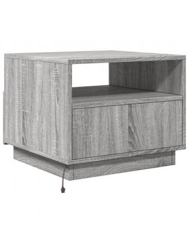 Tavolino da Soggiorno con Luci LED Grigio Sonoma 50x49x40 cm