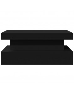 Tavolino da Soggiorno con Luci LED Nero 90x50x40 cm 2