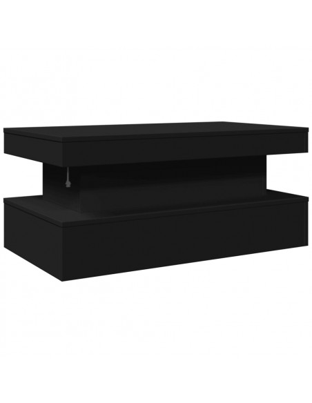 Tavolino da Soggiorno con Luci LED Nero 90x50x40 cm