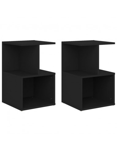 Comodini 2 pz Neri 35x35x55 cm in Legno Multistrato