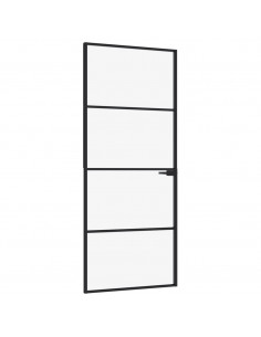 Porta Interna Nera 83x201,5cm Vetro Temperato Alluminio Sottile 2