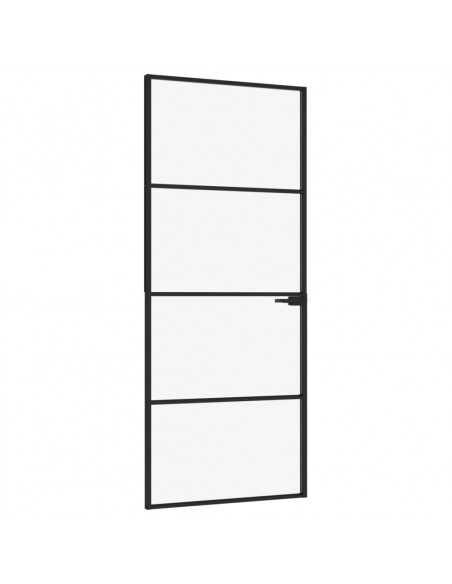 Porta Interna Nera 83x201,5cm Vetro Temperato Alluminio Sottile