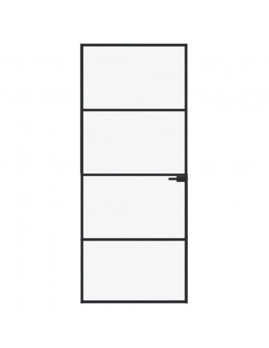 Porta Interna Nera 83x201,5cm Vetro Temperato Alluminio Sottile