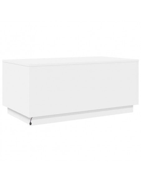 Tavolino da Soggiorno con Luci LED Bianco 90x50x40 cm