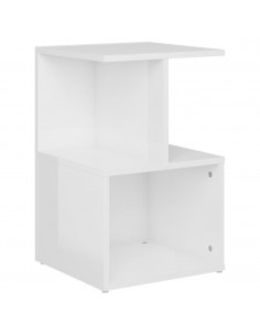 Comodino Bianco Lucido 35x35x55 cm in Legno Multistrato 2