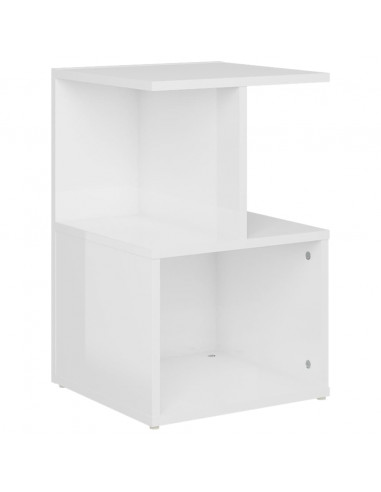 Comodino Bianco Lucido 35x35x55 cm in Legno Multistrato