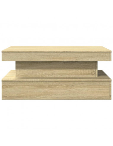 Tavolino da Soggiorno con Luci LED Rovere Sonoma 90x50x40 cm