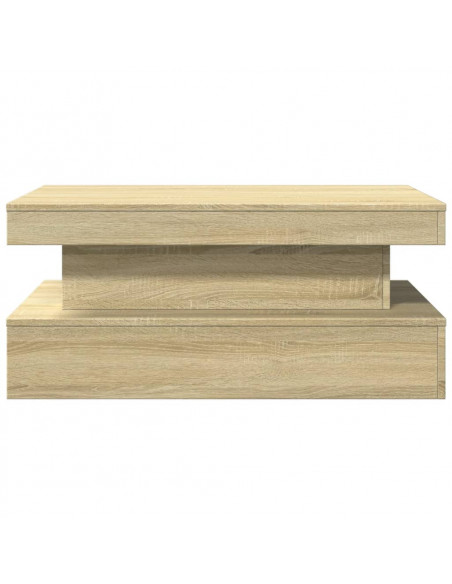 Tavolino da Soggiorno con Luci LED Rovere Sonoma 90x50x40 cm