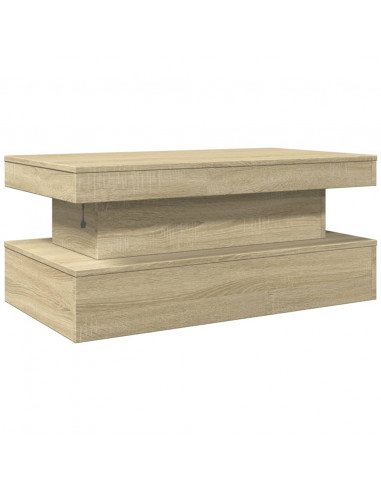 Tavolino da Soggiorno con Luci LED Rovere Sonoma 90x50x40 cm