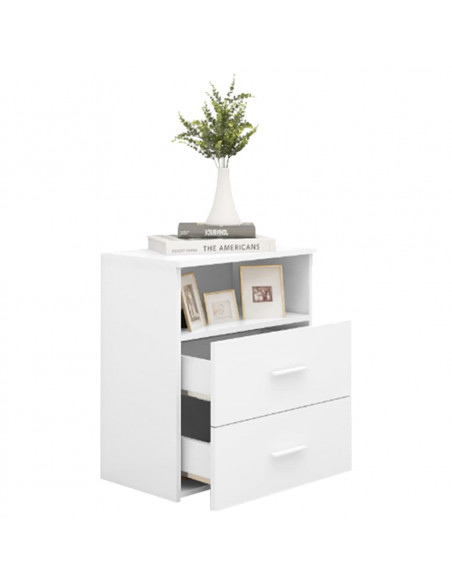 Comodini 2pz Bianchi 50x32x60 cm