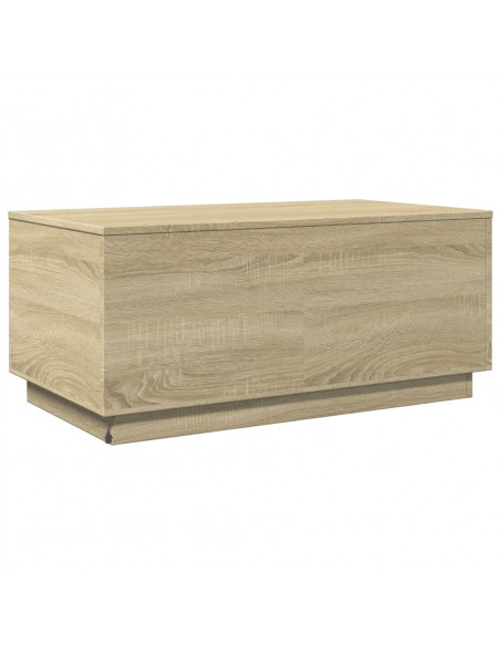 Tavolino da Soggiorno con Luci LED Rovere Sonoma 90x50x40 cm