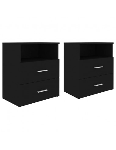 Comodini 2pz Neri 50x32x60 cm