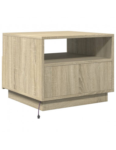 Tavolino da Soggiorno con Luci LED Rovere Sonoma 50x49x40 cm