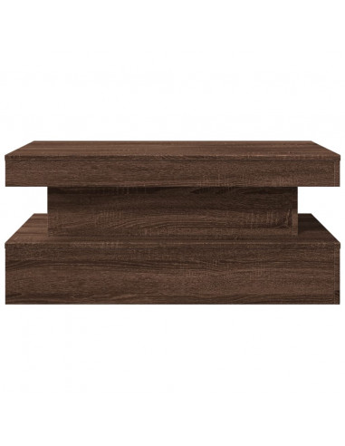 Tavolino da Soggiorno con Luci LED Rovere Marrone 90x50x40 cm