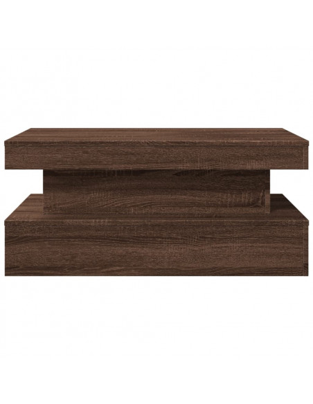 Tavolino da Soggiorno con Luci LED Rovere Marrone 90x50x40 cm