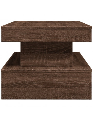 Tavolino da Soggiorno con Luci LED Rovere Marrone 90x50x40 cm