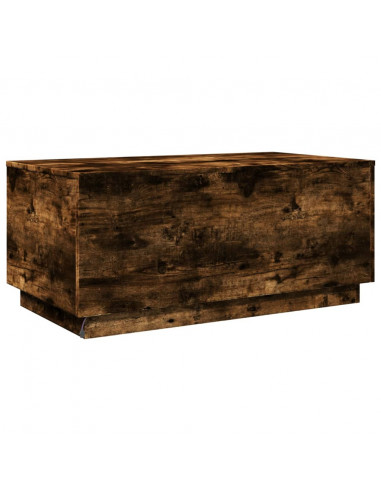 Tavolino da Soggiorno con Luci LED Rovere Fumo 90x50x40 cm