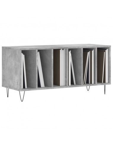 Mobile Porta Dischi Grigio Cemento 100x38x48 Legno Multistrato