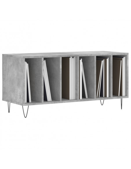 Mobile Porta Dischi Grigio Cemento 100x38x48 Legno Multistrato