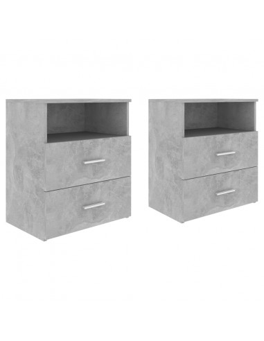 Comodini 2 pz Grigio Cemento 50x32x60 cm