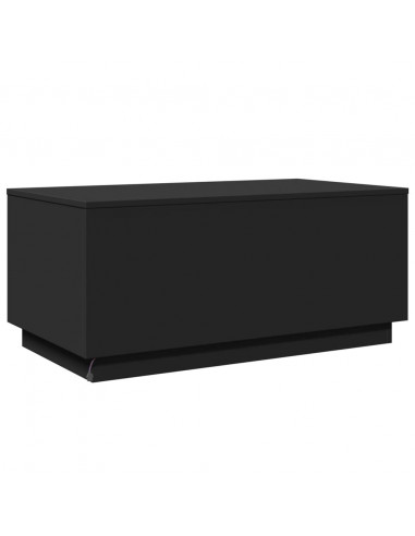 Tavolino da Soggiorno con Luci LED Nero 90x50x40 cm
