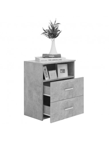 Comodini 2 pz Grigio Cemento 50x32x60 cm