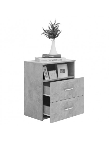 Comodini 2 pz Grigio Cemento 50x32x60 cm