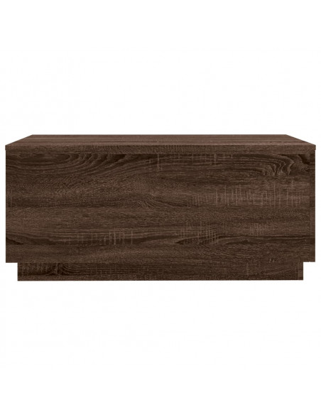 Tavolino da Soggiorno con Luci LED Rovere Marrone 90x50x40 cm