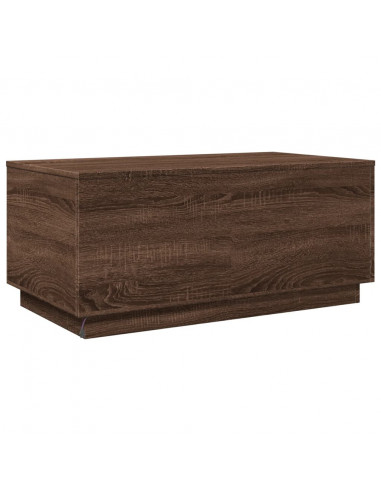 Tavolino da Soggiorno con Luci LED Rovere Marrone 90x50x40 cm