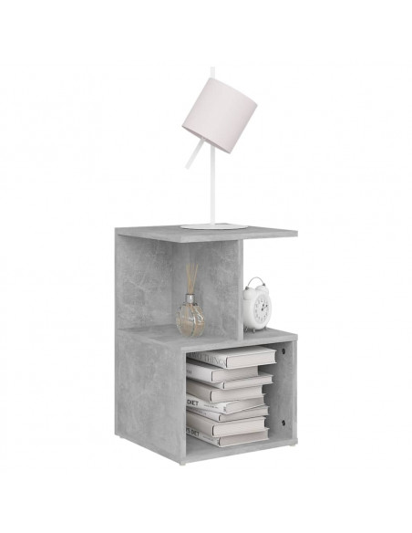 Comodino Grigio Cemento 35x35x55 cm in Legno Multistrato