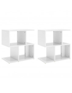 Comodini 2pz Bianco Lucido 50x30x51,5 cm in Legno Multistrato 2