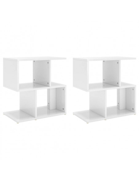 Comodini 2pz Bianco Lucido 50x30x51,5 cm in Legno Multistrato