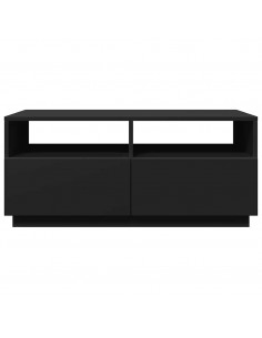 Tavolino da Soggiorno con Luci LED Nero 90x49x40 cm 2