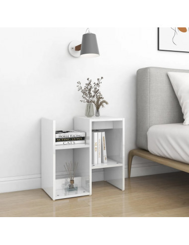 Comodini 2pz Bianco Lucido 50x30x51,5 cm in Legno Multistrato