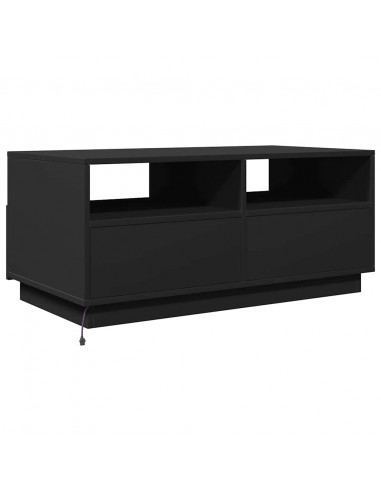 Tavolino da Soggiorno con Luci LED Nero 90x49x40 cm