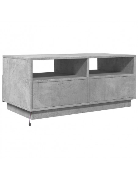 Tavolino da Soggiorno con Luci LED Grigio Cemento 90x49x40 cm