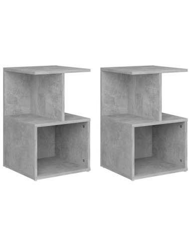 Comodini 2pz Grigio Cemento 35x35x55 cm in Legno Multistrato