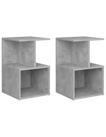 Comodini 2pz Grigio Cemento 35x35x55 cm in Legno Multistrato