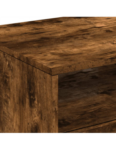 Tavolino da Soggiorno con Luci LED Rovere Fumo 90x49x40 cm