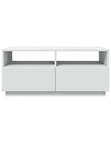 Tavolino da Soggiorno con Luci LED Bianco 90x49x40 cm