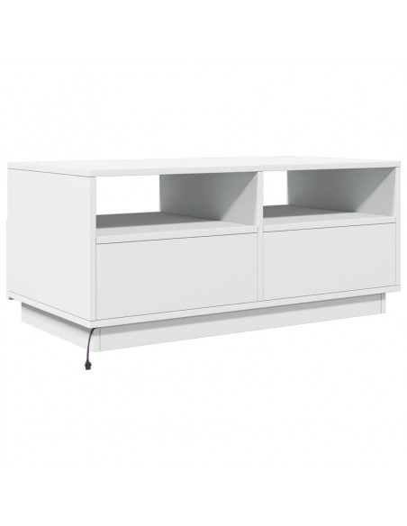 Tavolino da Soggiorno con Luci LED Bianco 90x49x40 cm