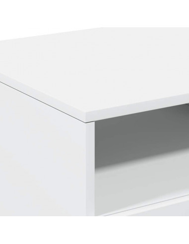 Tavolino da Soggiorno con Luci LED Bianco 90x49x40 cm