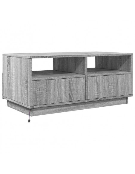Tavolino da Soggiorno con Luci LED Grigio Sonoma 90x49x40 cm