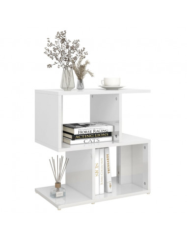 Comodino Bianco Lucido 50x30x51,5 cm in Legno Multistrato